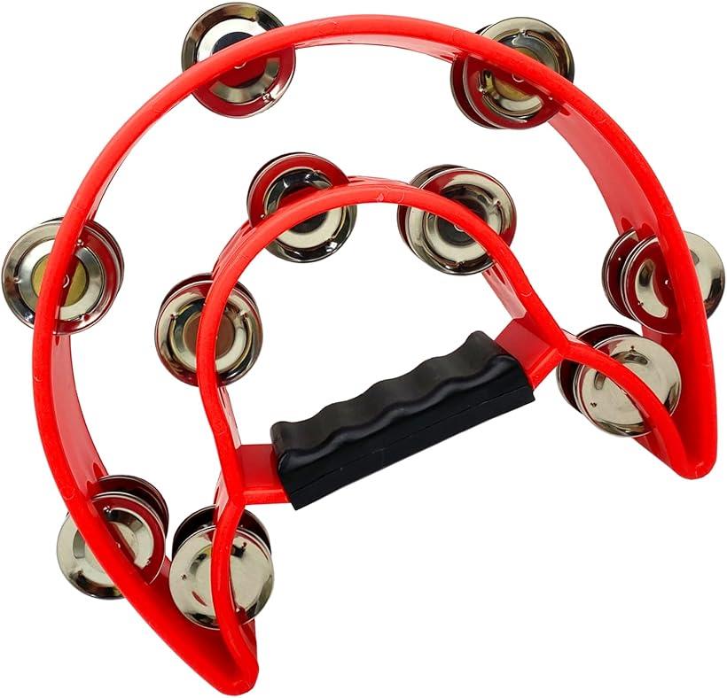 タンバリン パーカッション 打楽器 カラオケ 即興演奏 パーティー用 レッド(レッド)