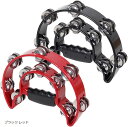 AllBright タンバリン 演奏 楽器 パーカッション カラオケ 盛り上げ 半円型 2個 セット(ブラック レッド)