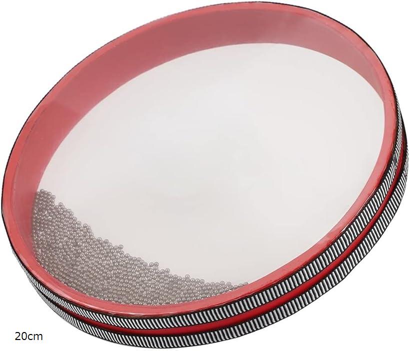 AllBright オーシャンドラム タンバリン 演奏 楽器 パーカッション 波の音 効果音 知育玩具 リズム遊び (レッド, 20cm)