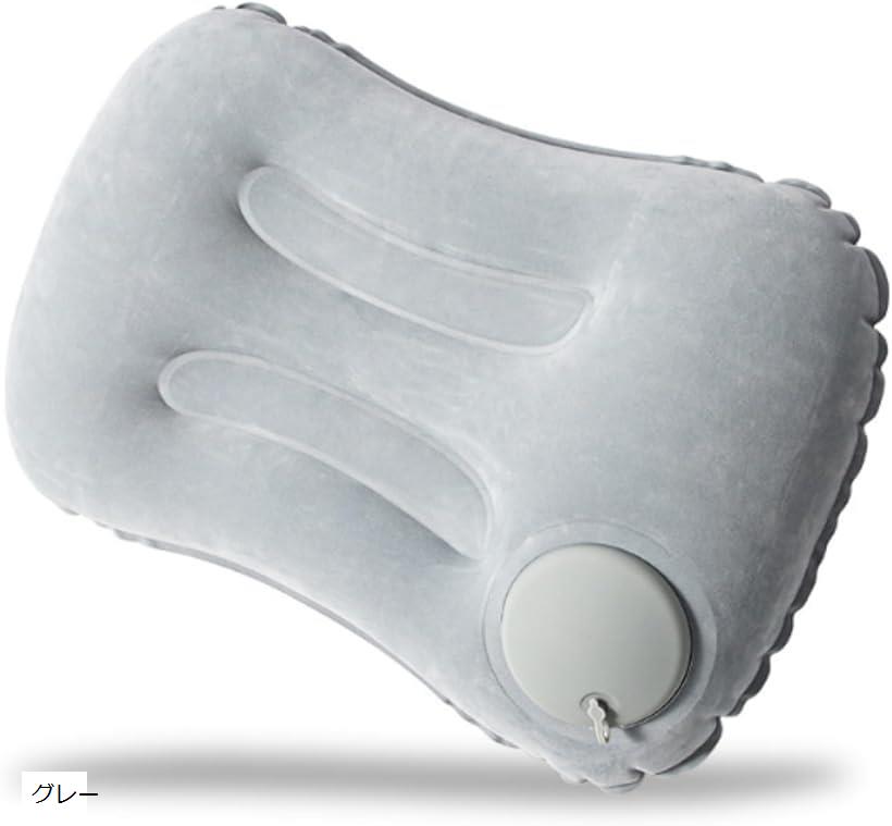 Uccellino 手動ブレス式 アウトドア枕 エアーピロー 軽量 防水 コンパクト収納 トラベル枕(グレー, ス..