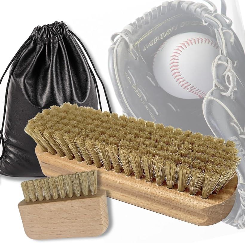 野球 グローブ 手入れ ブラシセット 汚れ落とし 野球グローブ手入れ道具 手入れブラシ (ブラウン)