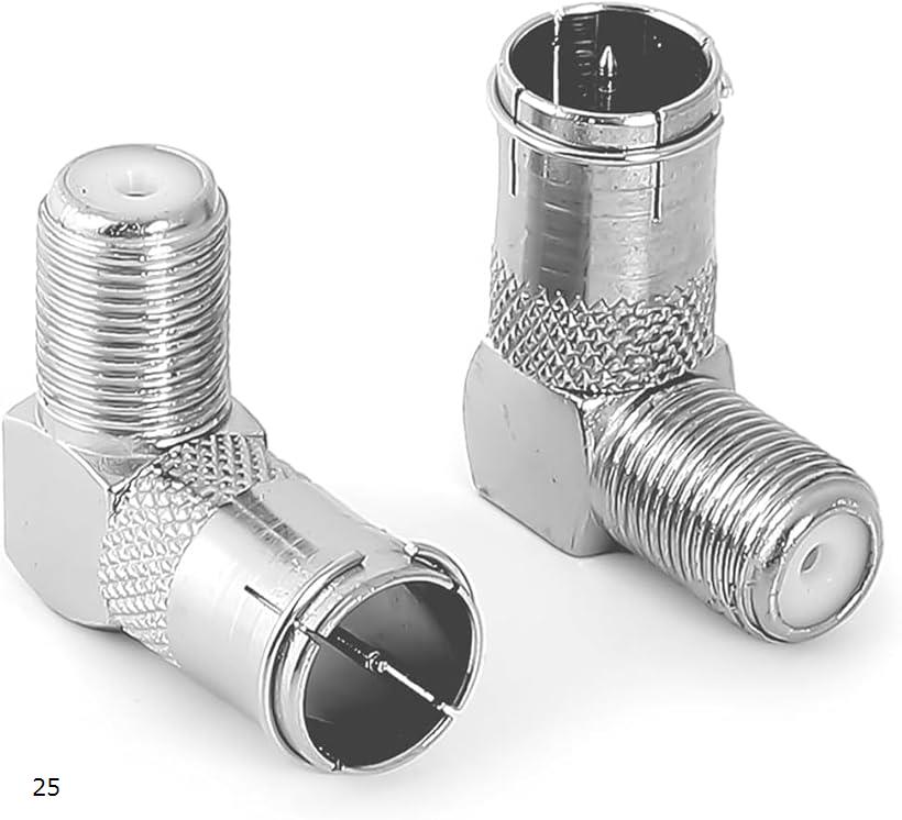 F型コネクタ 90度 F型変換プラグ プッシュ式 メス オス 大容量((25))