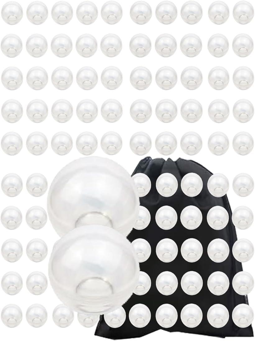 透明カプセル 100個セット 収納袋付き 空 子供 景品 おもちゃ 玩具 (クリア, 32mm)