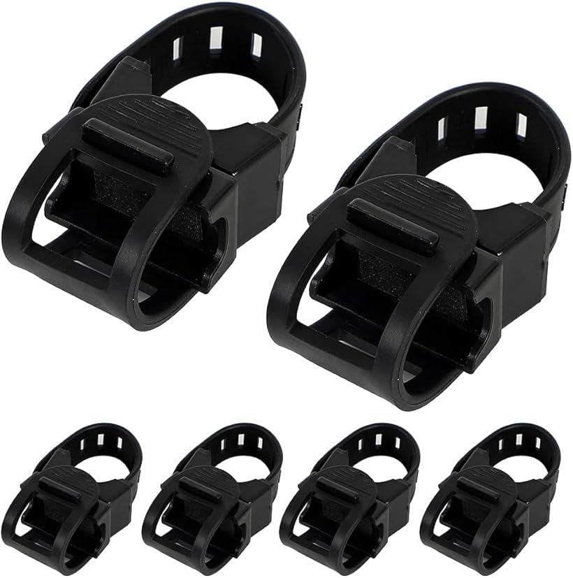 ロッドホルダー 竿掛け 収納 固定 天井 車内 船 回転式 ゴム 吊り下げ 釣り竿 6個セット(ブラック, 約44mmx44mmx90mm)