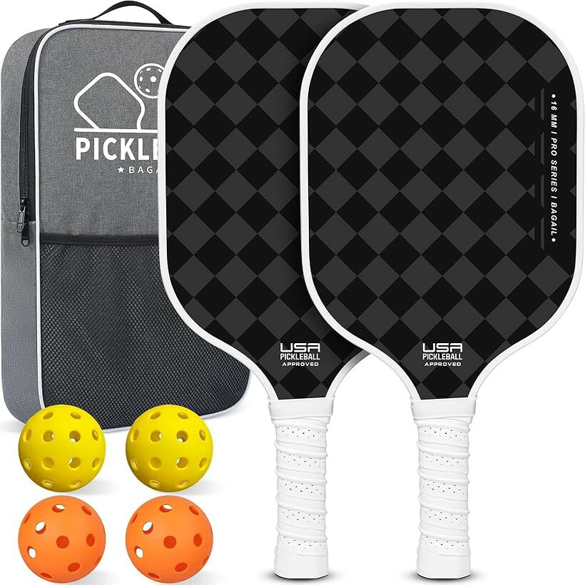 ピックルボールパドル ラケット USAPA承認 ハニカム 滑り止め吸汗グリップ ピックルボールキャリーバッグ付 き4個ピックルボール付き (ホワイト, 2個)