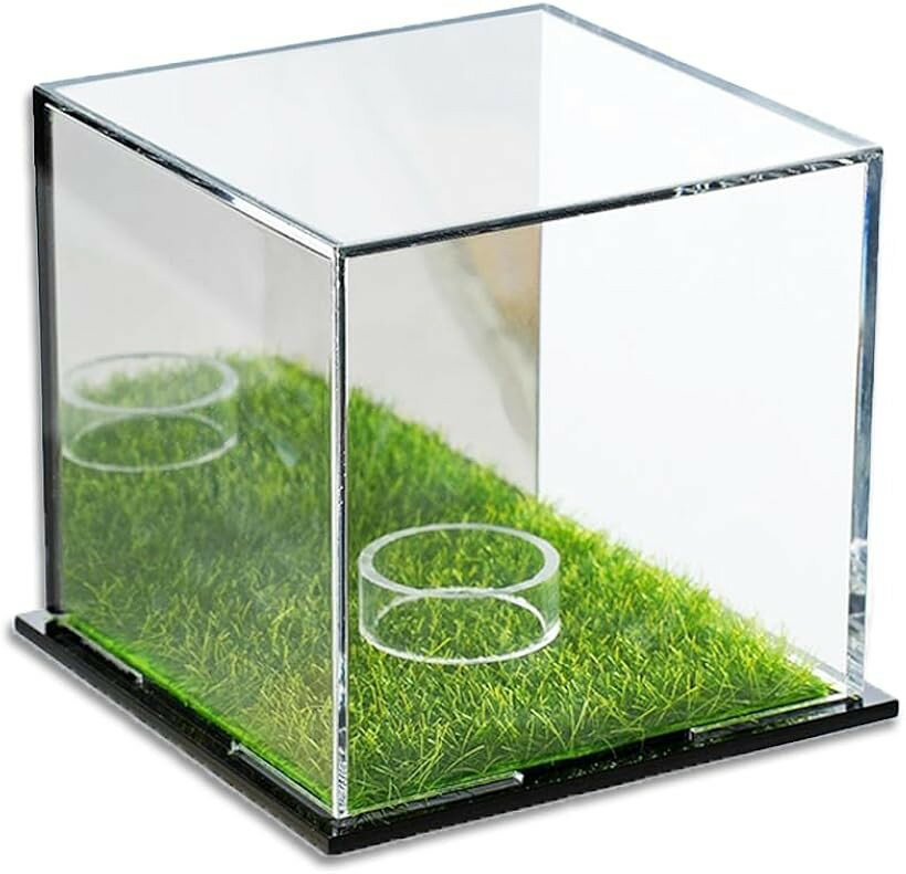 ゴルフボール ディスプレイケース 人工芝付き アクリル 記念球 サインボール展示用 クリア (クリア)