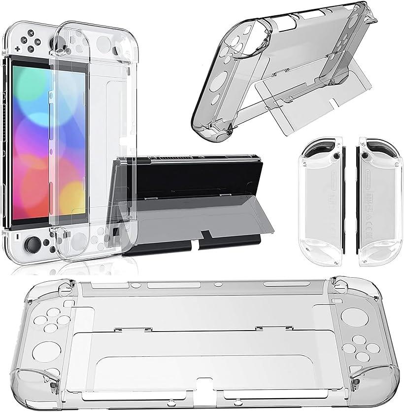 Switch oled カバー スイッチ 有機el ケース 本体 Joy-Con 分体式 脱着簡単 ドック対応 全面保護 耐衝撃性 透明(透明)