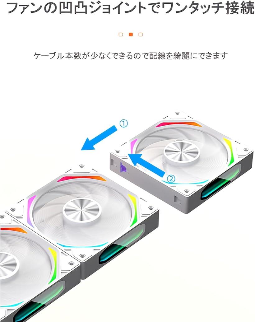 �ߴ��� PC�������ե���3�祻�å� Ϣ���ǽ �ե�����ȯ�� 120mm 4pin PWM LED ARGB 5v 3pin ���ѹ���ǽ �ե����ž®���ѹ���ǽ Ϣ�륱���֥�쥹 ����ե��˥ƥ����ߥ顼 (�ۥ磻��)