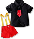 キッズ コーデ サスペンダー ネクタイ セットアップ 子供服 コスチューム おでかけ 記念写真 半袖(120)