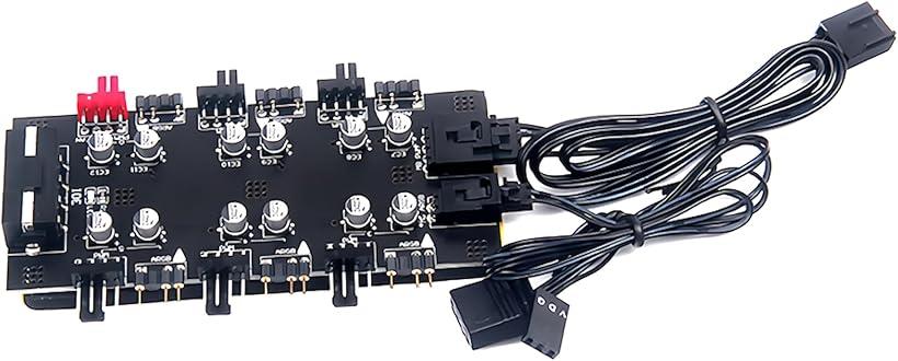 LEDパーツ用 ARGB 5v 3pin 4pin 6ポート ファンハブ コントローラー マザーボード制御対応 ファン回転速度制御対応
