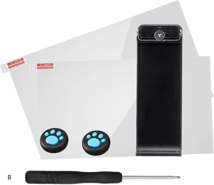 スイッチ 背面スタンド 交換 ホルダー ジョイコン スティックカバー 保護フィルム (ブラック(B))