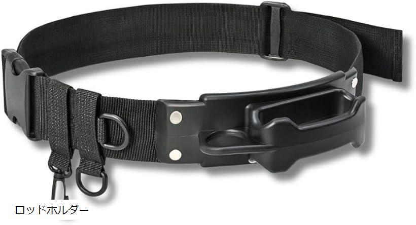 ロッド ホルダー 腰 フィッシング ベルト 竿受け スタンド 釣り サイズ 調整 可能 小物 収納 (ブラック(ロッドホルダー), フリー)