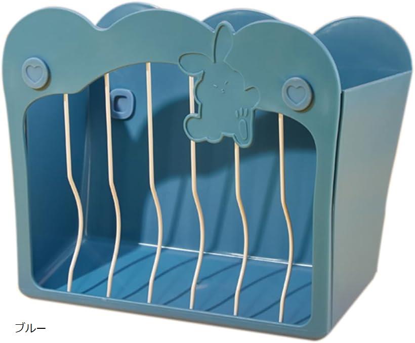 うさぎ チモシー入れ 牧草入れ フィーダー 大容量 外付け (ブルー)