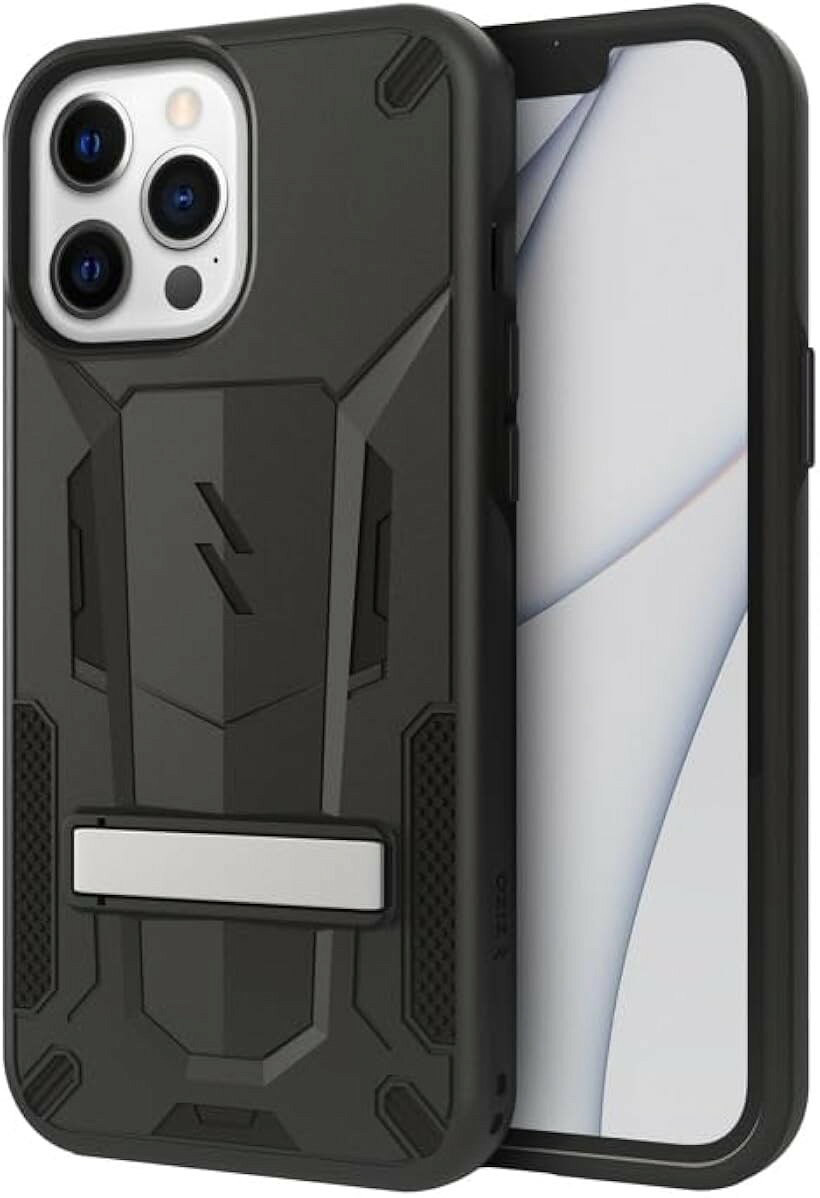 iPhone 13 Pro 6.1インチ ケース カバー 耐衝撃 衝撃吸収 米軍MIL規格 キックスタンド ハイブリッド ポリカーボネイト x TPU TRANSFORM シリーズ (ブラック / ブラック, iPhone 13 Pro)