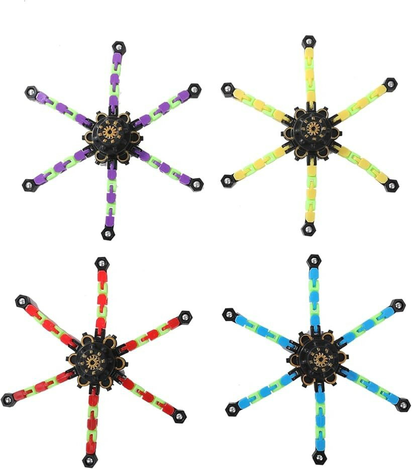 ハンドスピナー ギアスピナー 変形可能 蛍光スピナー 4個セット フィジェットトイ 暇つぶし 脳トレ (変形スピナー(4個セット）)