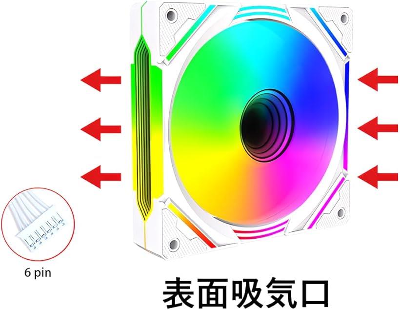 �ߴ���PC�������ե��� 120mm LED ARGB 6pin ���ѹ���ǽ �ե����ž®���ѹ���ǽ ����ե��˥ƥ����ߥ顼(1��ۥ磻��)