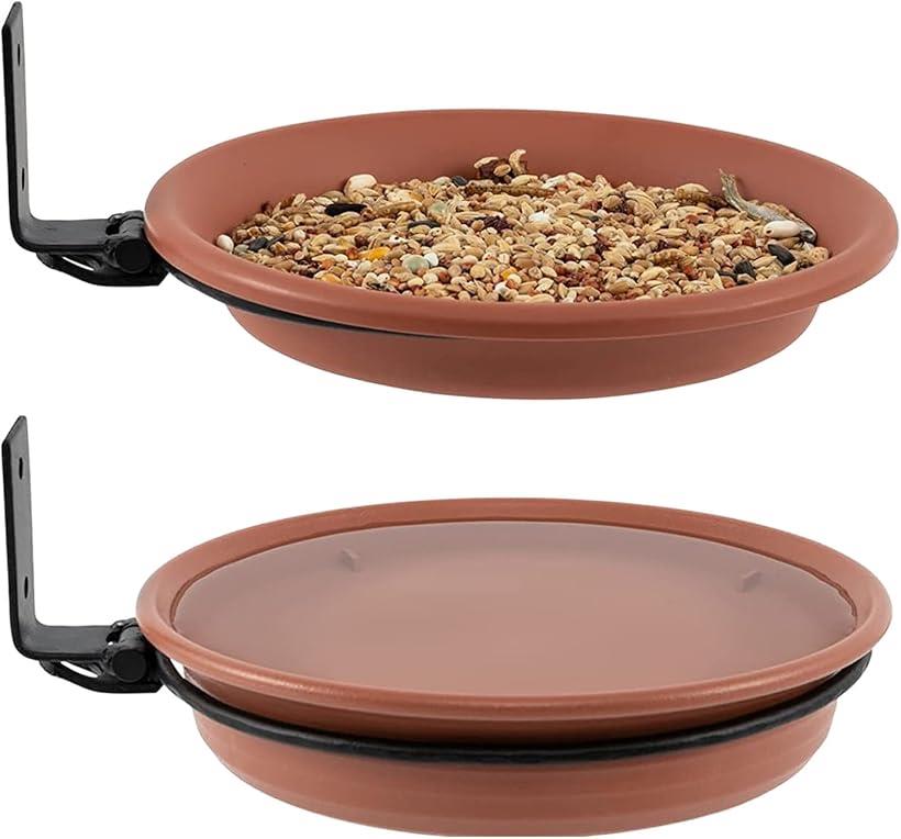 【楽天ランキング1位入賞】バードフィーダー バードバス 水浴び 鳥の餌台 屋外 揺れない 固定 2個セット(ウッド)