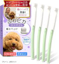 トイプー2匹の愛犬家監修x極細で歯茎を傷つけないソフトタイプ 小型犬専用わんこの歯ブラシ ふわピカコンパクト4本セットx奥歯が磨きやすい極小ヘッド(グリーン, 4本セット)(4)