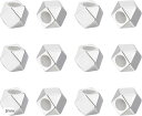 12個 ファセットビーズ 磨き布付き 正方形 スペーサービーズ アクセサリーパーツ(シルバー, 3mm)