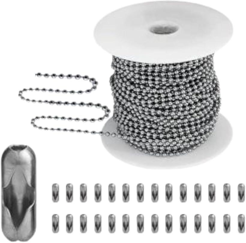 ボールチェーン キーチェーン パーツ キーホルダー ストラップ 手作り 2.4mm 20m 50個入り (銀色)