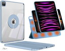 ipadmini6ケース iPadmini7 ペン収納 軽量 薄型 分離型 マグネット ミニ オートスリープ 縦置き 耐衝撃(ブルー)