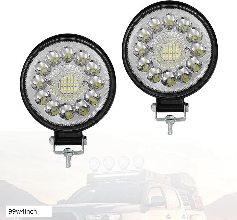 LED ワークライト 99W 4インチ 丸型 混合光 33連 車外灯 防水 防塵 12V-24V 2個 (99w4inch)