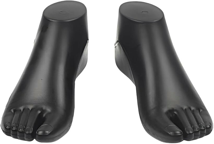 フットトルソー サンダル対応 足マネキン 左右セット フリマ出品・靴下アクセサリー撮影に 足模型 フットマネキン 撮影用 両足 (ブラック, 22cm)