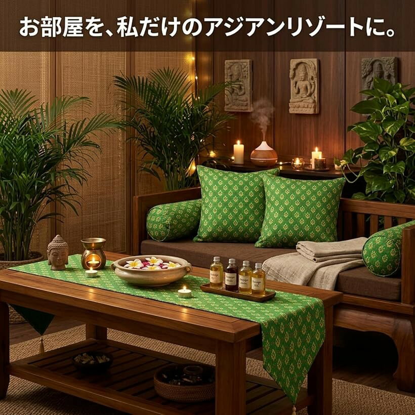 タイ バティック 柄 プリント 生地 アジアン エスニック 布 (B 約3m, 幅約1.1m長さ約3m) 3