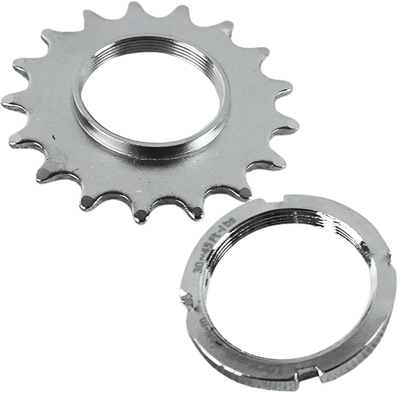 固定ギア 自転車 コグ ピストバイク 1/2 1/8 厚歯 スプロケット シングルスピード 単速 ロックリング付き (シルバー, 17T)