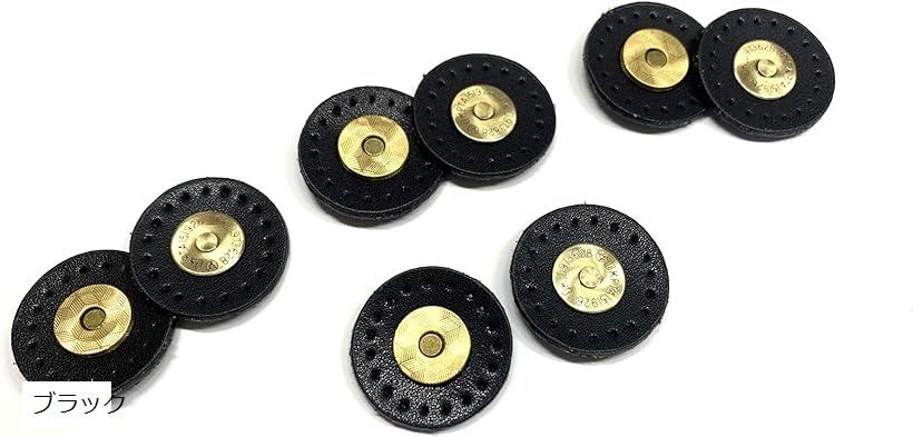 Button - マグネットボタン 本革 縫付式 15mm 4組セット ハンドメイド レザークラフト 釦 バックル (ブラック, 30mm　ボタン15mm)