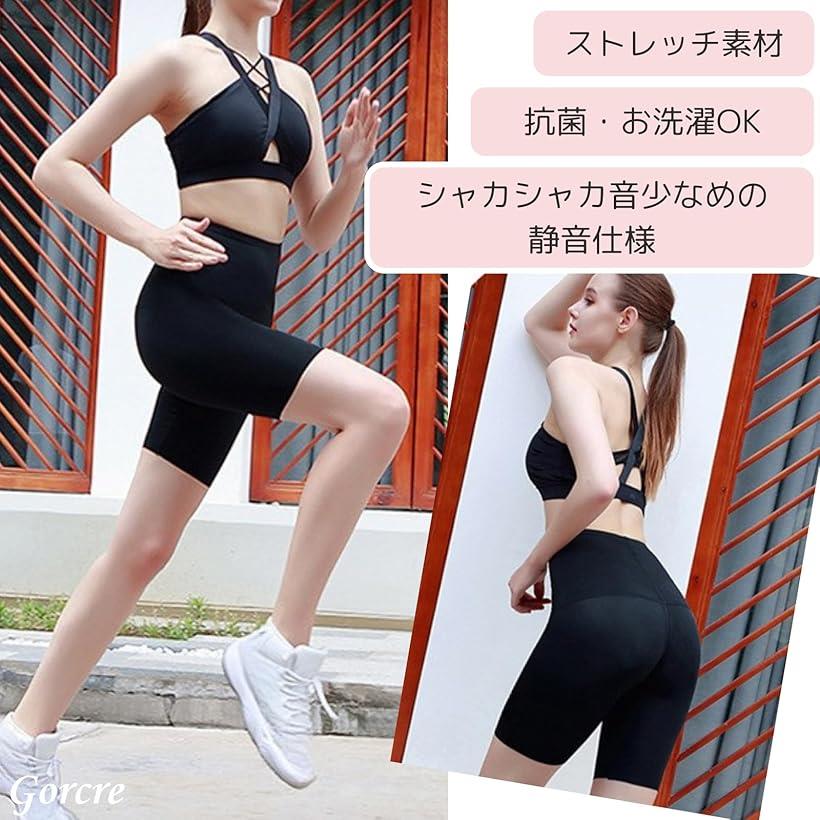 サウナスーツ ショート パンツ 五分丈 レディース 大きいサイズ インナー 発汗 トレーニング ウェア 伸縮 ストレッチ 洗濯可(ブラック, 2XL)