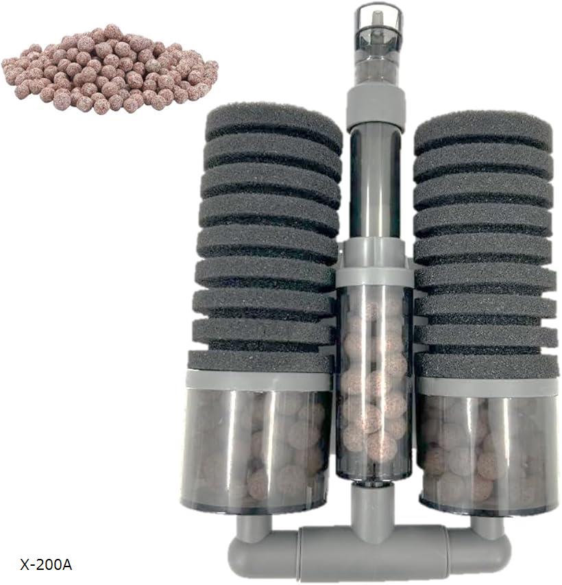 増量版 バイオスポンジフィルター 多孔質 ろ材入り 簡単設置 アクアリウム 水槽 ろ過 バクテリア 熱帯魚 金魚 メダカ エビ (X-200A)