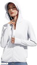 ラッシュガード レディース 長袖 uvカット パーカー 薄手 夏服 ショッピング 観戦 ピクニック 便利 機能性(ホワイト, XL)