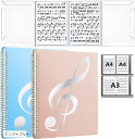 楽譜ファイル 2冊セット 4面 6ページ 見開き 作曲 譜面 レッスン 6枚収納 A4 書込み 楽譜ホルダー 演奏会 発表会 譜めくり不要 反射しない ピアノ 伴奏(ピンク+ブルー)