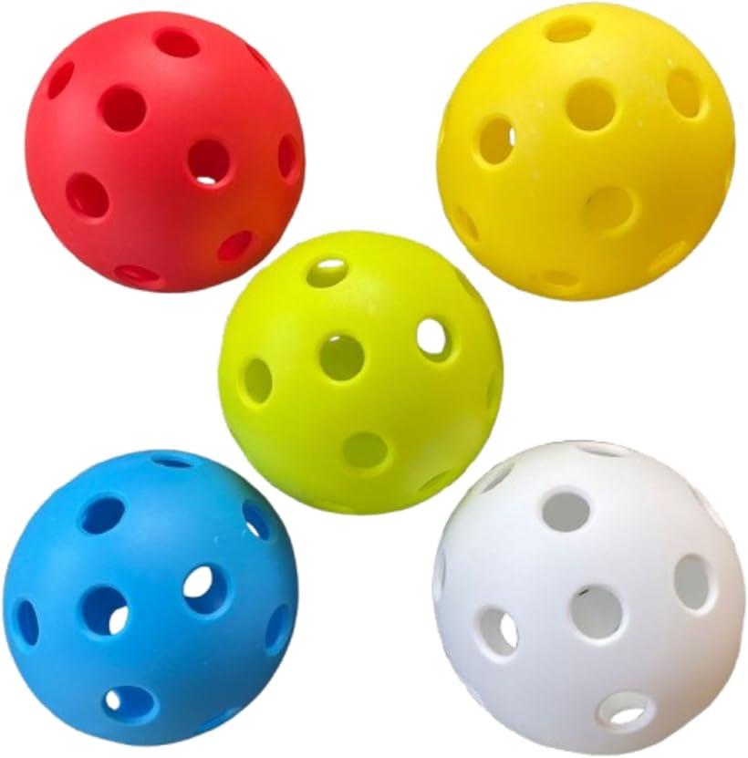 ピックルボール 26 穴 5 色・5 個 セット pickleball 練習 用 レジャー トレーニング (ブルー ホワイト イエロー グリーン レッド)