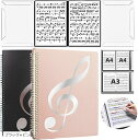 楽譜ファイル 2冊セット 4面 6ページ 見開き 作曲 譜面 レッスン 6枚収納 A4 書込み 楽譜ホルダー 演奏会 発表会 譜めくり不要 反射しない ピアノ 伴奏(ブラック+ピンク)