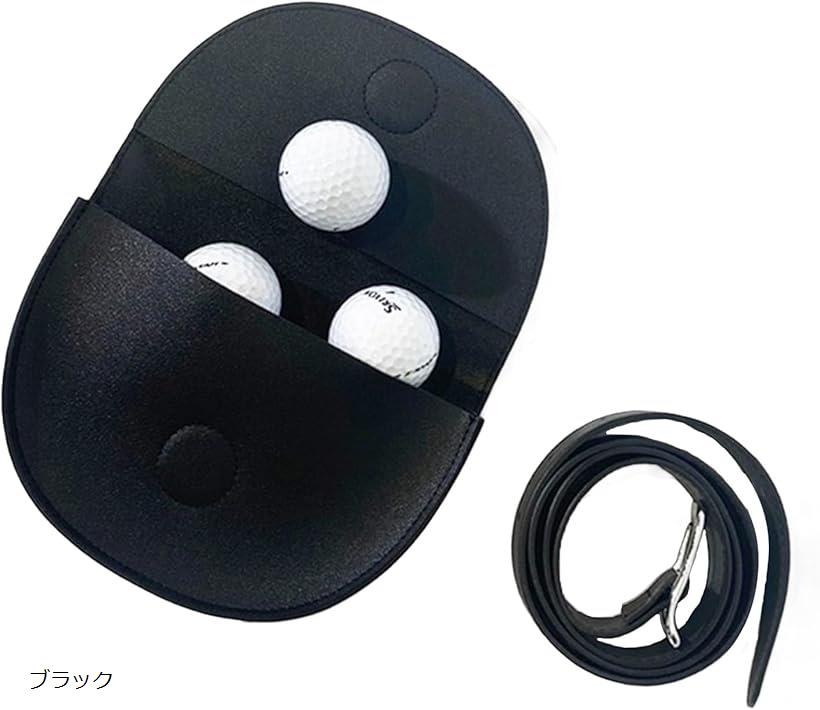ゴルフボール ケース ポーチ パステルカラー コンパクト マグネットボタン ベルト付き スポーツ (ブラ..