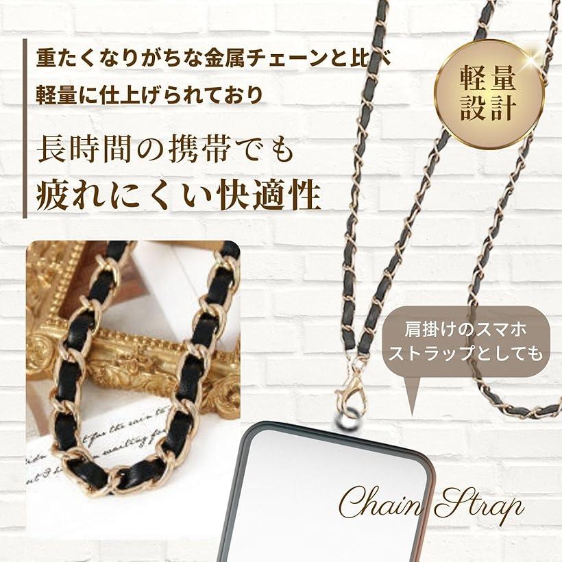 スマホストラップ ショルダー 首掛け 肩掛け 斜め掛け ネックレスのようなチェーンが可愛い スマホショルダー ネックストラップ 落下防止 (オレンジ) 3