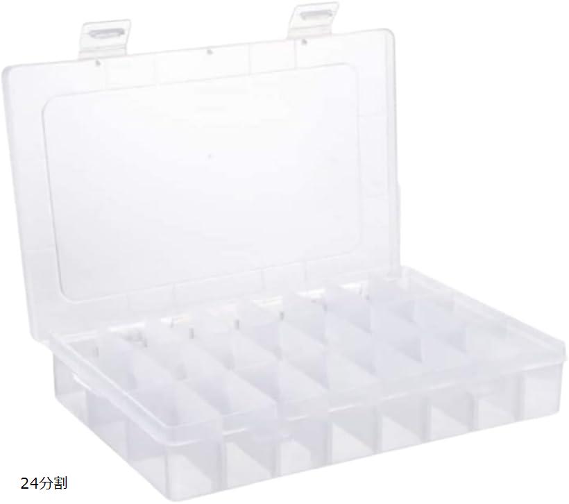 パーツケース 小物 収納 仕切り 小分け クリアケース プラスチック (クリア, 24分割)