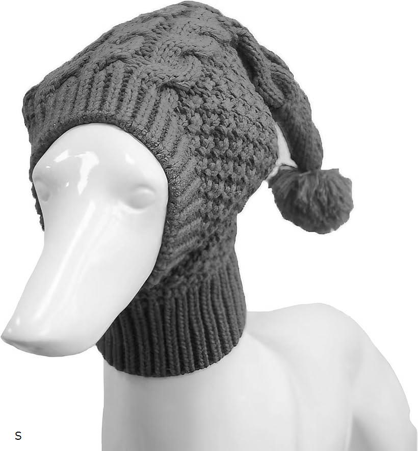 イタグレ帽子 ペット犬用 ニット帽 小型犬用 秋冬用の防寒 防寒アクセサリー (グレー, S)