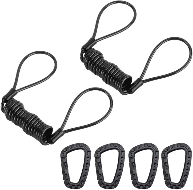 ロッドホルダー 車 カール カラビナ 伸縮 釣り 釣竿 軽量 2個セット (ブラック, ワンサイズ)