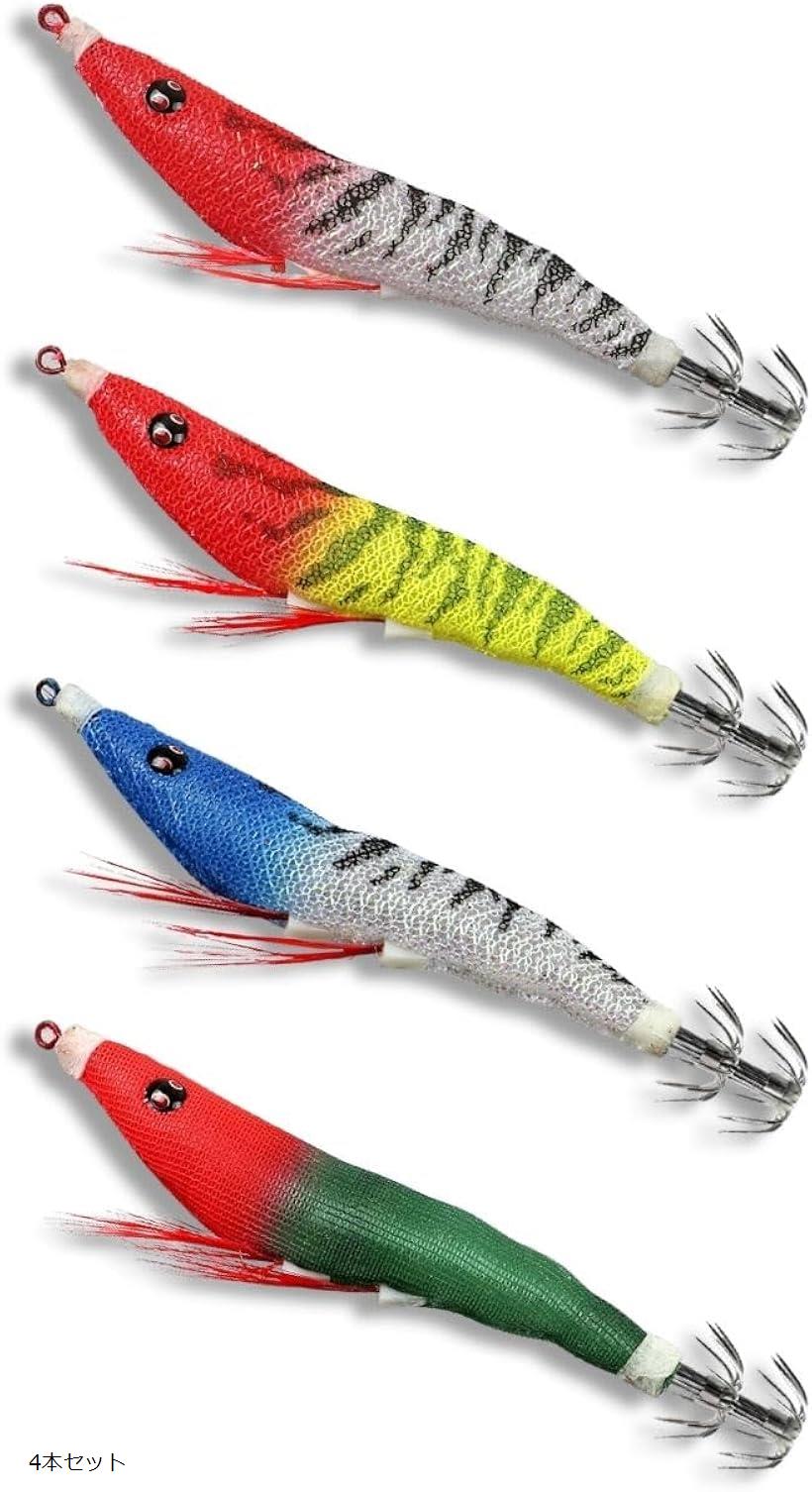 スッテ イカメタル ルアー エギ ドロッパー タコ 釣り 浮き 仕掛け 蓄光 疑似餌 エギング 4本セット (ミックス, 11cm)