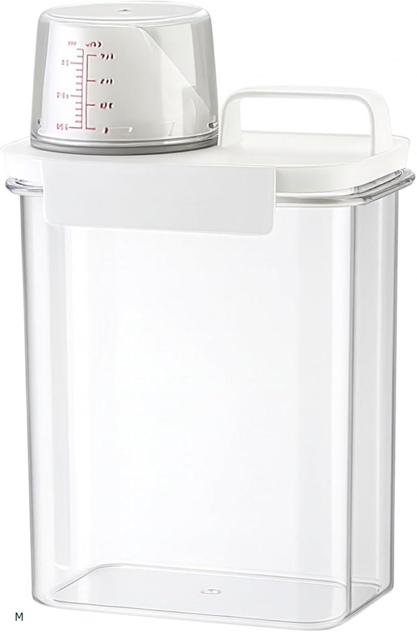ペットフードストッカー 犬 猫 高気密 計量カップ付 透明 大容量 プラスチック (M)