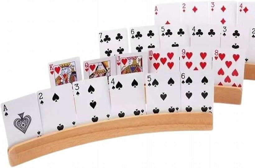 カードスタンド 4本セット トランプスタンド 木製 カードホルダー 木製カードラック ポーカー ゲーム トレカスタンド (ナチュラルウッド, 33センチメートル)