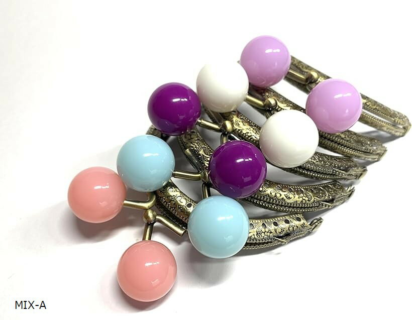 がま口 8.5cm 丸型 5個セット 口金 あめ玉 アンティークゴールド ハンドメイド リメイク バッグ ポーチ 材料 DIY (MIX-A, 8.5)