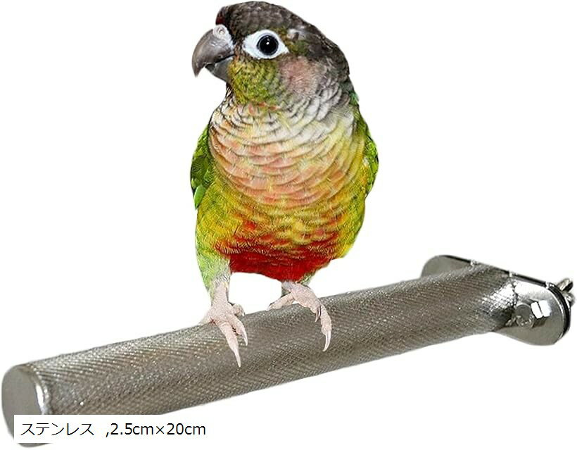 止まり木 ステンレス モモンガ インコ 爪研ぎ ステップ 爪とぎ パーチ ケージ (ステンレス, 2.5cmx20cm)