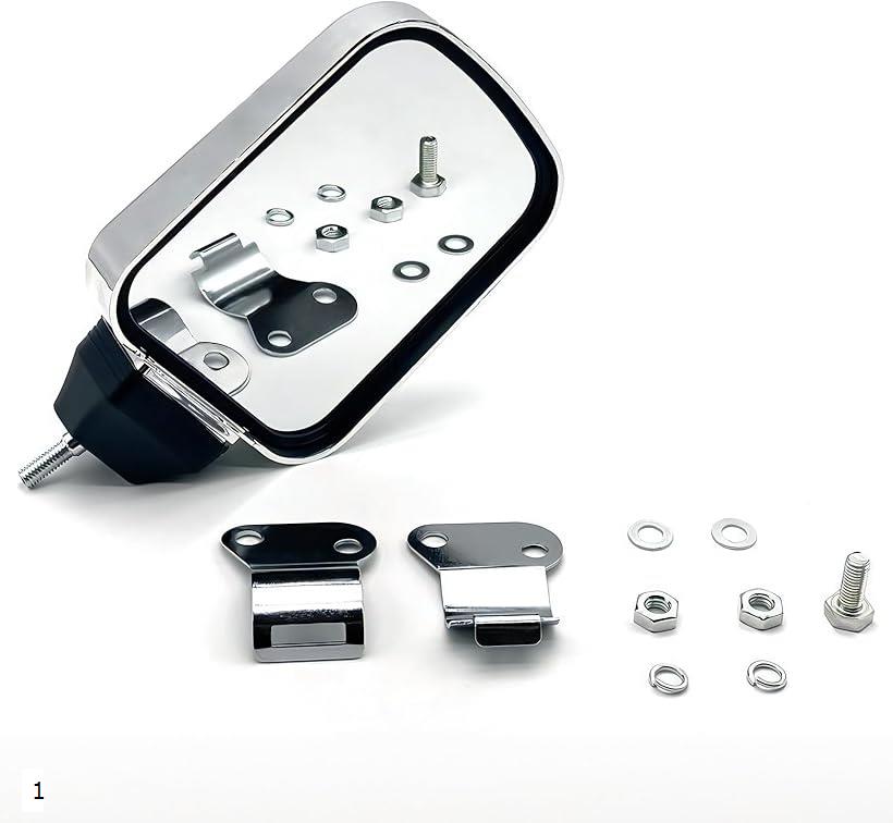 トラック バックショットミラー 角形 メッキ 大型 中型 2トン サイドミラー 補助ミラー ミラー左右 平面鏡 死角軽減 駐車 車線変更 後方確認 日差し 部品パーツ (11.8cm x 15.0cm)