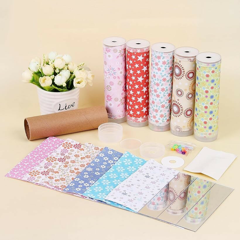 万華鏡 キット 手作り 子供用 回転式 4個セット DIY ランダム柄 (Random Color, 4pcs)