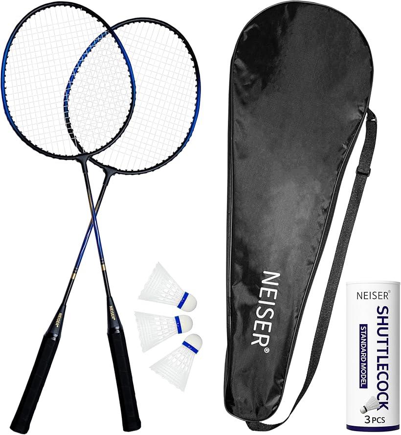 日本企画 バドミントンラケット 2本セット 軽量・高耐久 初心者向け 入門モデル 専用ケース＋シャトル3個入り