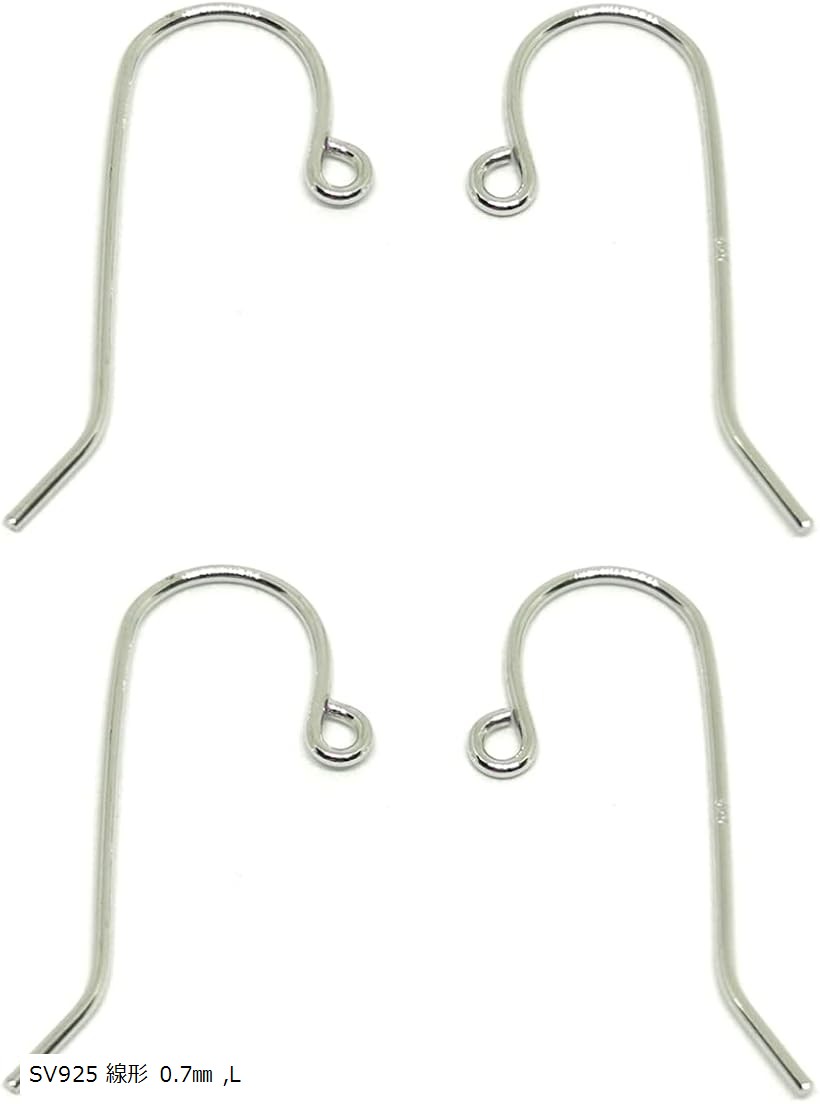 Craft - 日本製 ピアス フック 職人 パーツ 2ペア― ハンドメイド アクセサリー 国産パーツ (SV925 線形 0.7mm, L)